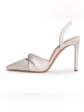 Elegant Cream Satin Pointed-Toe Slingback Heels